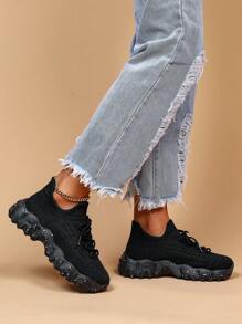 Ladies' Casual Sports Shoes Fashionable Athletic Sock-Shoes, Breathable, Four Seasons