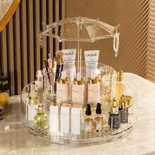 Rotating Cosmetic Organizer Box, Desktop Compartments, Rack For Lipsticks, Perfumes, Skin Care Products And Makeup Brushes On Vanity Table - 無色 - 查看 1