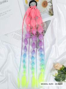 26" Ombre Festival Elastic Band Lantern Bubble Braid Synthetic Hair Ponytail Extension For Daily Christmas New Year Carnival Music Festival Use - Multicolor - View 3