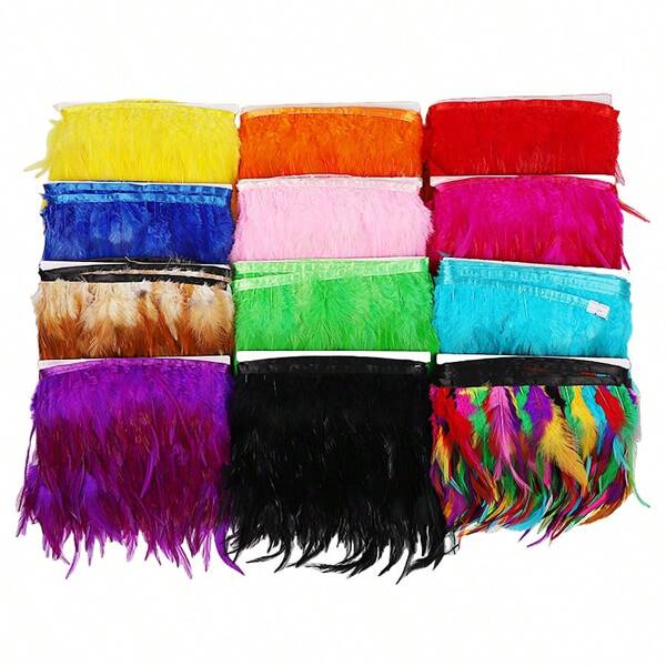 1M 10-15cm Colorful Artificial Feathers Trim Fringe DIY Crafts Decor Plume Ribbon Sewing Clothes Wedding Dress Handicraft Accessories