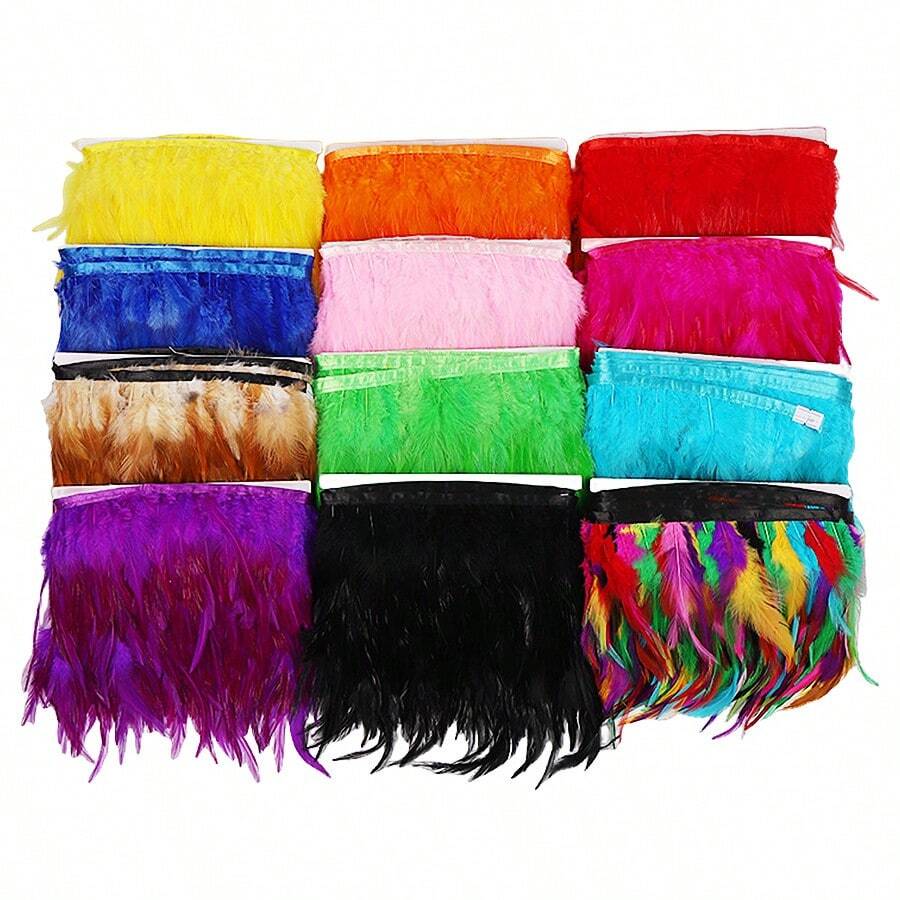 1M 10-15cm Colorful Artificial Feathers Trim Fringe DIY Crafts Decor Plume Ribbon Sewing Clothes Wedding Dress Handicraft Accessories