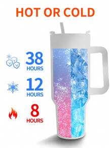 1入40盎司大容量不銹鋼真空保溫水瓶,配有吸管和杯蓋,印花設計（豹紋、骷髏、國旗等）,適用於戶外露營,可重複使用的旅行杯 - 紫色 - 查看 2