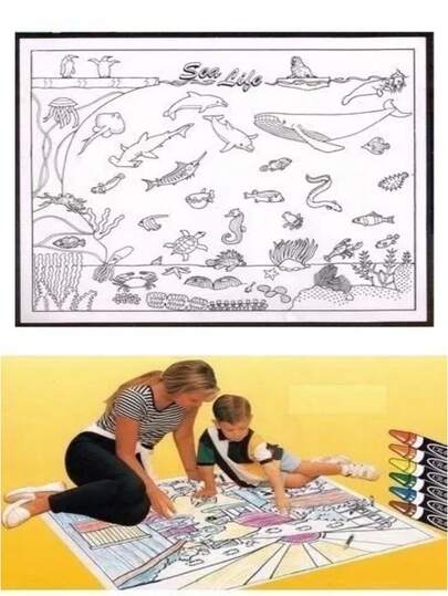 Tapete Para Colorear Reusable para Niños con Diseño Sea Life