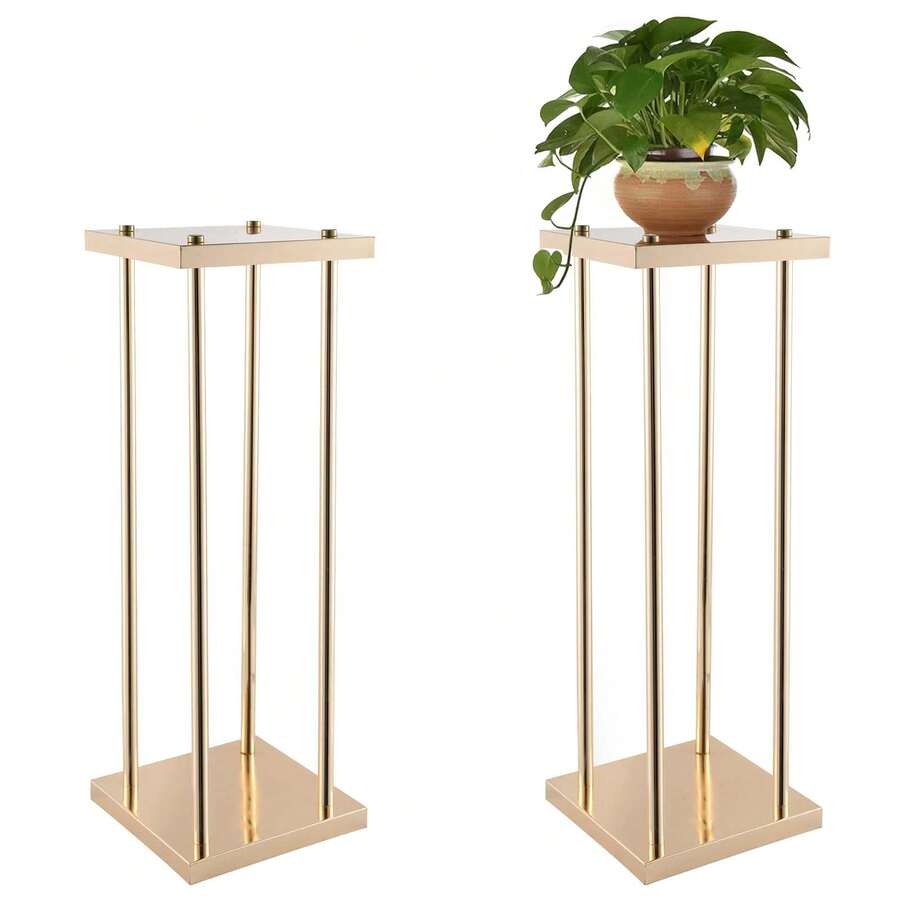 1pc, Gold Wedding Centerpieces Column Vases For Tables Geometric Metal