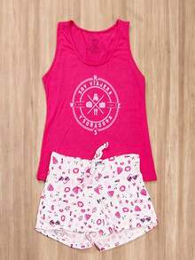 Pijama Shorts Soy Viajera y Soñadora - Rosa Fucsia - Ver 2