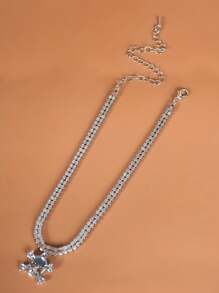 1入量身定制全鑲鑽頭骷髏頭吊墜項鍊,適合假期和日常佩戴,適用於女士 - 銀色 - 查看 8