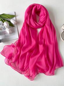 1入組貂絨絲素色女士圍巾，簡約時尚沙灘防曬裝飾披肩或長圍巾頭巾，適合裝扮您的造型 - 彩色 - 查看 20