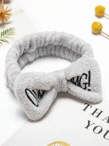 1 pieza Diadema de baño con decoración de lazo y 2 piezas de bandas de muñeca de baño, diadema de baño de poliéster para el baño, accesorios para el cabello, diadema turbante