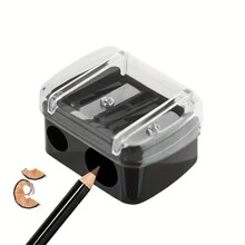 1/2/5/10PCS Double Holes Sharpener, Stainless Steel Blades, Plastic Protective Cover, Waste Catcher And Cleaning Tool,Manual Pencil Sharpener,Back-To-School Season Back To School