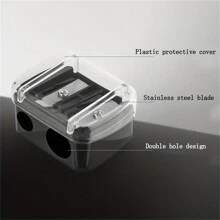 1/2/5/10PCS Double Holes Sharpener, Stainless Steel Blades, Plastic Protective Cover, Waste Catcher And Cleaning Tool,Manual Pencil Sharpener,Back-To-School Season Back To School