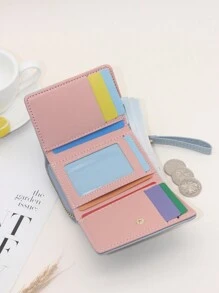 3-Fold Fashionable Multi-Layered Flip Cover Chain Wallet Portable For Women Wallet Purse Wallet Small Wallet - Blue - View 7