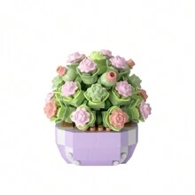 1 件微型积木永恒植物盆栽拼图植物家居书桌装饰、圣诞礼物房间装饰 - 彩色 - 查看 11