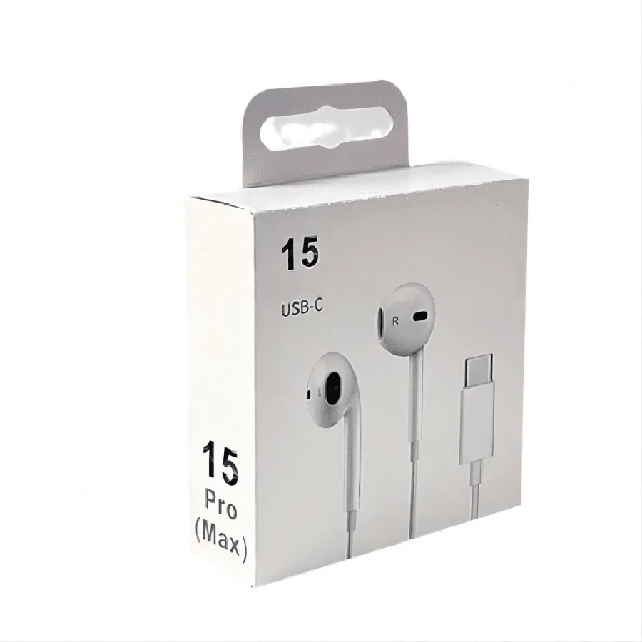 Adecuado para iPhone15, auriculares digitales Huawei tipo c, tipo intrauditivo controlado por cable para teléfono móvil Apple 15 con marca - Blanco - Ver 1