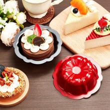 16pcs 4-Inch (Approx. 10.2cm) Non-Stick Groove Mini Cake Pan With Carbon Steel Metal Tube Baking Mold And Flower-Shaped Cake (Red) - Red - View 2