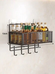 1個,洋蔥、薑和大蒜廚房架,用於調味品各種文物牆壁排水蔬菜籃廚房多功能架牆壁調味架掛件浴室儲物籃 - 黑色帶掛鉤 - 查看 9