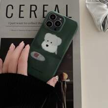 复古绿色油画狗手机壳 + 耳机壳二合一套装适用于 16 Pro Max/15 Pro Max/14 Pro Max/13 Pro/12