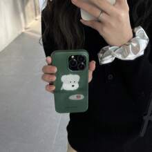 复古绿色油画狗手机壳 + 耳机壳二合一套装适用于 16 Pro Max/15 Pro Max/14 Pro Max/13 Pro/12