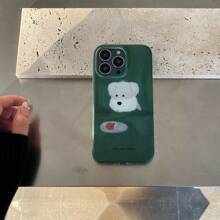 复古绿色油画狗手机壳 + 耳机壳二合一套装适用于 16 Pro Max/15 Pro Max/14 Pro Max/13 Pro/12