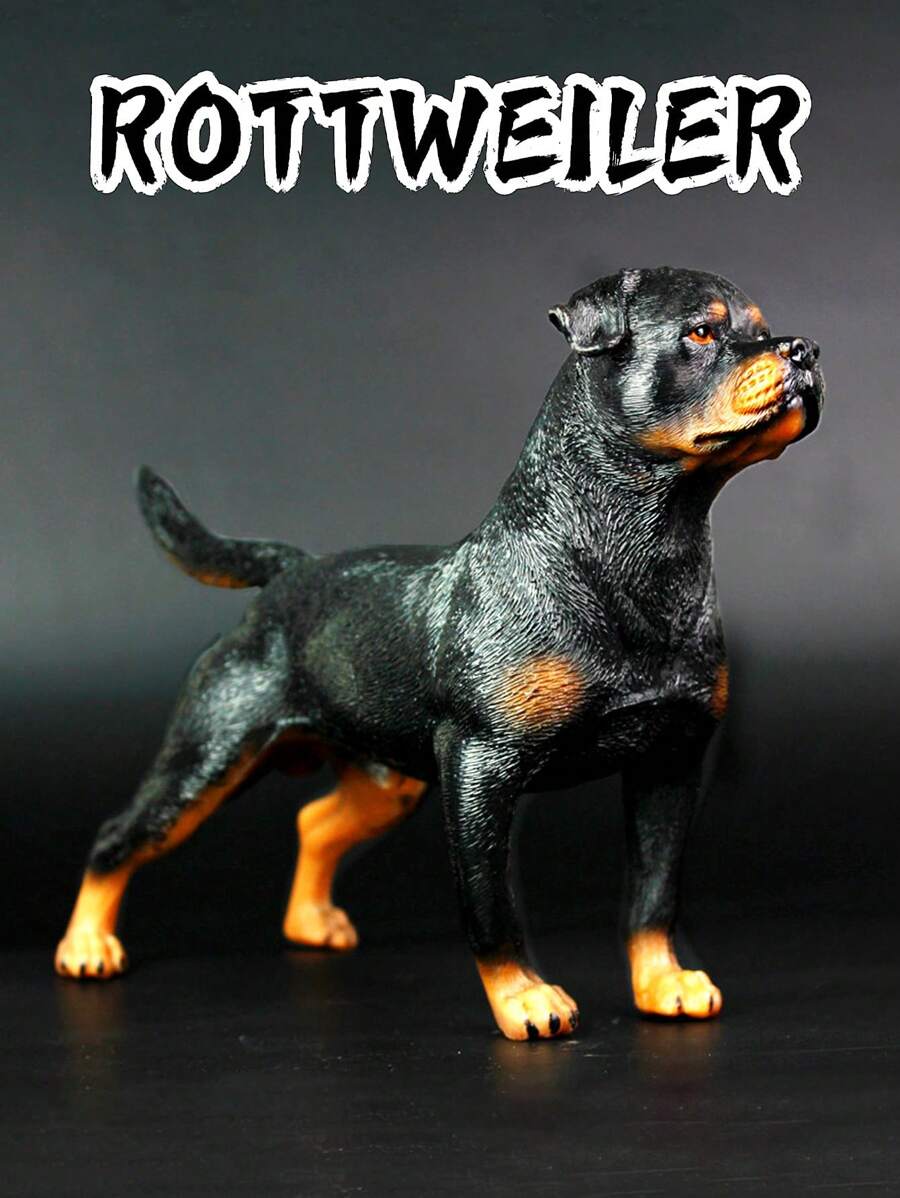 1 Pieza Modelo Grande De Rottweiler Negro, Figura De Animal Sólido Realista, Modelo Coleccionable De Perro, Juguete Educativo Para Niños - Negro - Ver 1