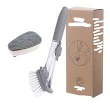 Kitchen Long Handle Oil Brush With Liquid Dispenser, Multifunctional Washing Pan Brush For Home Use - White - View 5