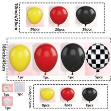Set de 119 piezas para arco de guirnalda de globos con temática de de autos, en colores rojo, amarillo y negro, para decoración de fiesta de cumpleaños con tema de carreras de autos, Navidad u otras ocasiones. - Multicolor - Ver 2