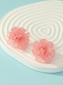 1 Đôi Bông tai nữ dệt hoa nhỏ 3D đầy màu sắc - Màu tím hoa cà - Xem 6