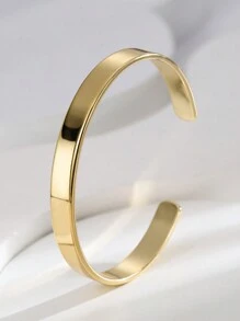 Charm-In 1入組18k鍍金銅質寬橢圓形光滑手鐲,適用於女性 - 寬的Cuff手鐲 - 查看 1