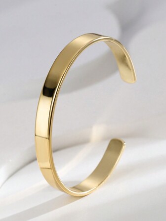 Charm-In 1 szt Pozłacane 18-karatowym złotem Miedź Szeroki Owalny w kształcie Gładki Bransoletka Dla kobiet