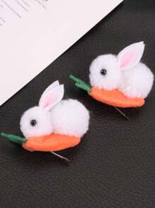 2个装青少年3D兔子和胡萝卜造型发夹，公主风头饰发夹 - 彩色 - 查看 2