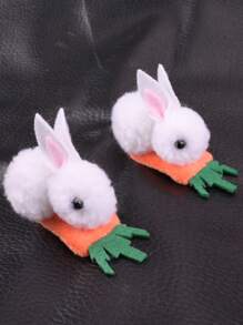 2个装青少年3D兔子和胡萝卜造型发夹，公主风头饰发夹 - 彩色 - 查看 5