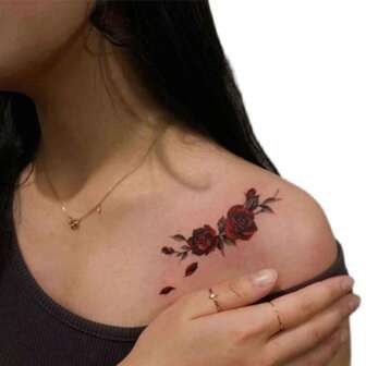 6 st, Tillfällig tatuering
 Klistermärken Med Ros , Fjäril & Mörk Tattos Mönster , Vattentät & Långvarig För kvinnor