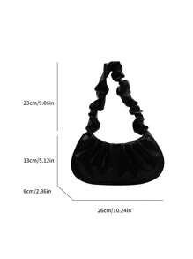 New Fashion Net Color Personalized Fold Portable Cloud Bag Shoulder Crescent Bag Female Bag - Black - View 8