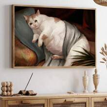 1 Pieza/set Póster De Gato Gordo Llorando, Divertido Arte De Pared De Lienzo, Impresión De Arte De Gato Renacentista Feo, Regalo Extraño Y Raro Para Amantes De La Comedia, Sin Incluir Marco - Multicolor - Ver 1