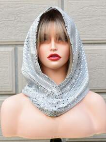 Sequined Hood Women's Hood Hooded Street Art From A Gold/Black Lurex Which Is Covered In Shiny Sequins Which Really Catch The Light Hooded Sense Of Mystery Halloween Valentine's Day