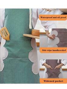 1件廚房烹飪圍裙,防水與防油,帶手擦和口袋,適用於燒烤、野餐和清潔 - 彩色 - 查看 2