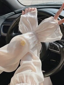 1對女士泡泡袖＆小花裝飾臂套,甜美可愛風格,適合日常穿著和戶外防曬 - 彩色 - 查看 14