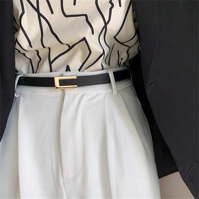 1pc Women's Multi-Color Belt Ins Style Simple Fashion All-Match Retro Black Thin Decorative Belt Suitable For Daily Wear And Use With Suit Pants Summer, School Fall, Autumn, Halloween