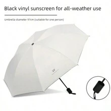 1pc Of 8-Rib Manual Umbrella, Triple-Folded With Thick Black Vinyl For Sun Protection And Travel - Pink - View 4