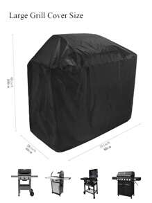 1pc Large Bbq Cover, 210d Heavy Duty Waterproof Gas Grill Cover, Black, Heat Resistant, Stain Resistant, Weather Resistant, Bbq Accessories For Gas Grill - Black - View 4