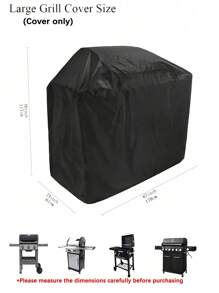 1pc Large Bbq Cover, 210d Heavy Duty Waterproof Gas Grill Cover, Black, Heat Resistant, Stain Resistant, Weather Resistant, Bbq Accessories For Gas Grill - Black - View 7