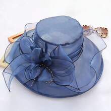 1 chiếc mũ rộng vành bằng lưới organza hoa cao cấp dành cho nữ, nhẹ và thoáng khí, thanh lịch và thời trang, thích hợp để sử dụng hàng ngày và du lịch Mũ cao bồi Mũ cao bồi Halloween - Nhiều màu - Xem 16