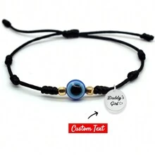 1pc Upgraded Custom Name Initial 7 Knots Evil Eye Bracelet Adjustable Lucky Red/Black String Bracelet Protection Friendship Wish Bracelets For Women Men Boy Girl Him Her BFF Friend Gifts