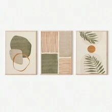3入組無框畫布海報，現代藝術，熱帶葉子抽象形狀插圖中世紀現代波西米亞裝飾，是臥室客廳走廊等的理想禮物，牆藝裝飾、冬季裝飾、室內裝飾 - 彩色 - 查看 8