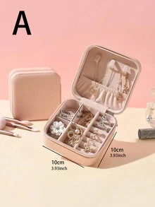 1入組旅行用珠寶收納盒,帶有圓形絨面和方形pu拉鍊閉合珠寶盒,便攜式耳環,項鍊和戒指收納盒,緊湊的首飾收藏盒,適合家庭旅行使用。 - 多色 - 查看 3