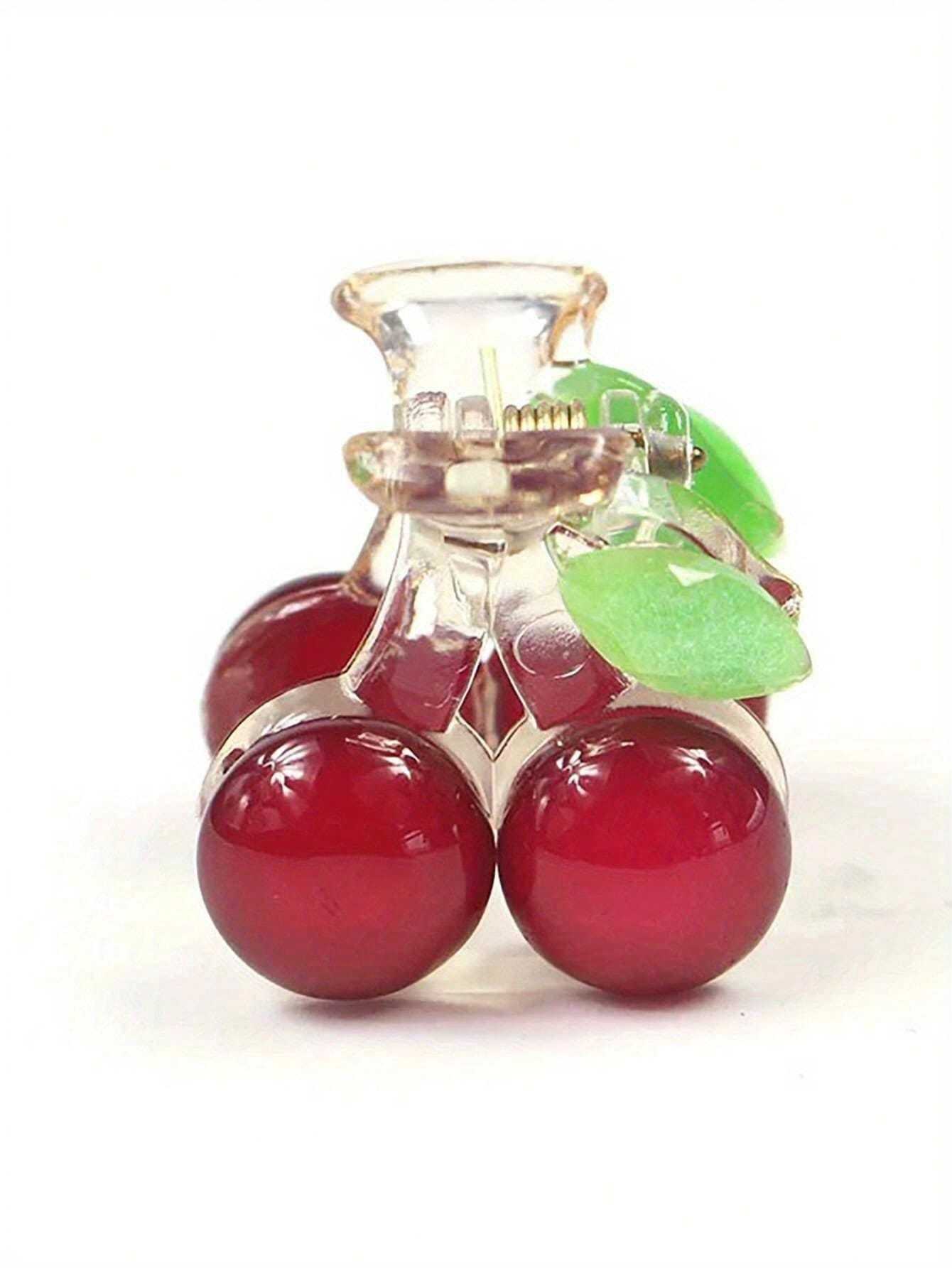 2pcs/Set Women's Acrylic 3d Pearl Cherry Hair Claw Clip, Sweet And Cute