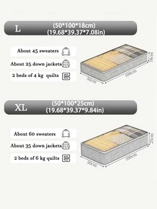 1 件床底收纳袋、可折叠便携式衣服和衣物分类袋、儿童玩具收纳和分类袋、卧室毛毯收纳和分类袋、 - 灰色 - 查看 4