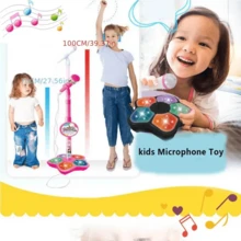 Microphone With Stand - Karaoke Song Instrument Toy, For Brain Training And Education - Birthday Gift - Multicolor - View 2