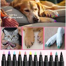 Esmalte de uñas para mascotas para perros o gatos, esmalte de uñas para perros de fácil aplicación, esmalte de uñas para perros de secado rápido - 12 colores