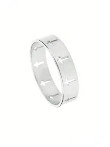1 Stück neuer geometrischer Ausschnitt Edelstahlring, Unisex Alltagskleidung