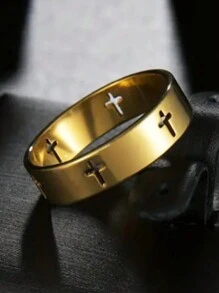 1 Stück neuer geometrischer Ausschnitt Edelstahlring, Unisex Alltagskleidung